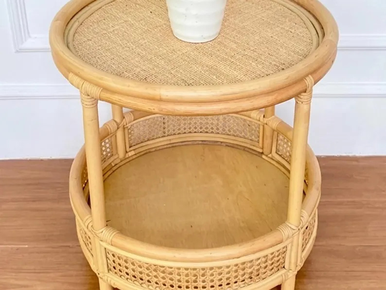 Handmade Round Rattan Coffee Table, Boho Wicker Side Table, Natural Furniture - Etsy | Etsy (Global)
