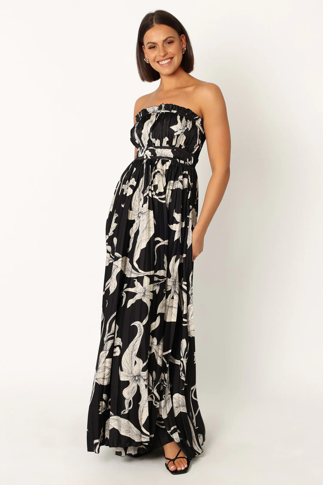 Angelique Strapless Maxi Dress - Black Floral | Petal & Pup (US)