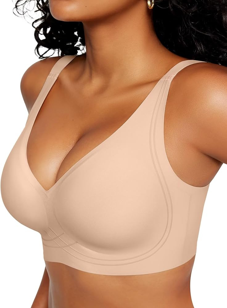 Vertvie Deep V Bras for Women No Underwire Push Up Wireless Bra Comfort Seamless Supportive Bra R... | Amazon (US)