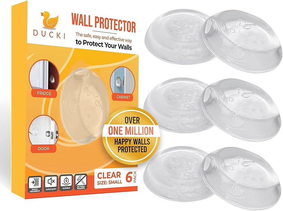 Ducki Wall Protectors - 6 Pack Clear - Self Adhesive, Reusable Solution for Stopping Wall Damage & Noise from Doors,... | Amazon (US)