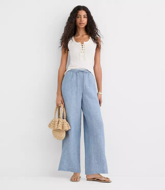 Petite Sawyer Pull On Pants in Linen | LOFT
