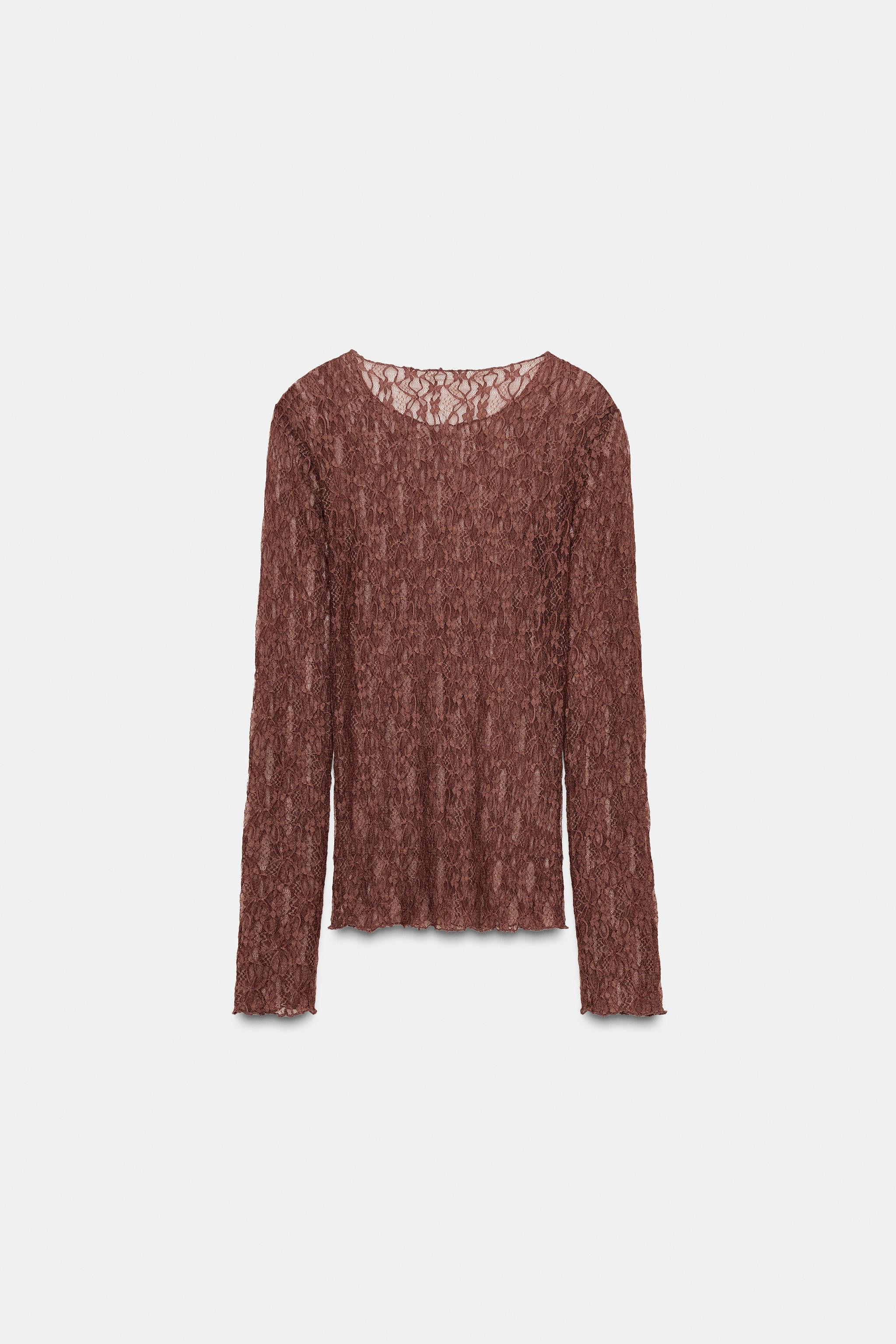LONG SLEEVE LACE TOP | Zara US