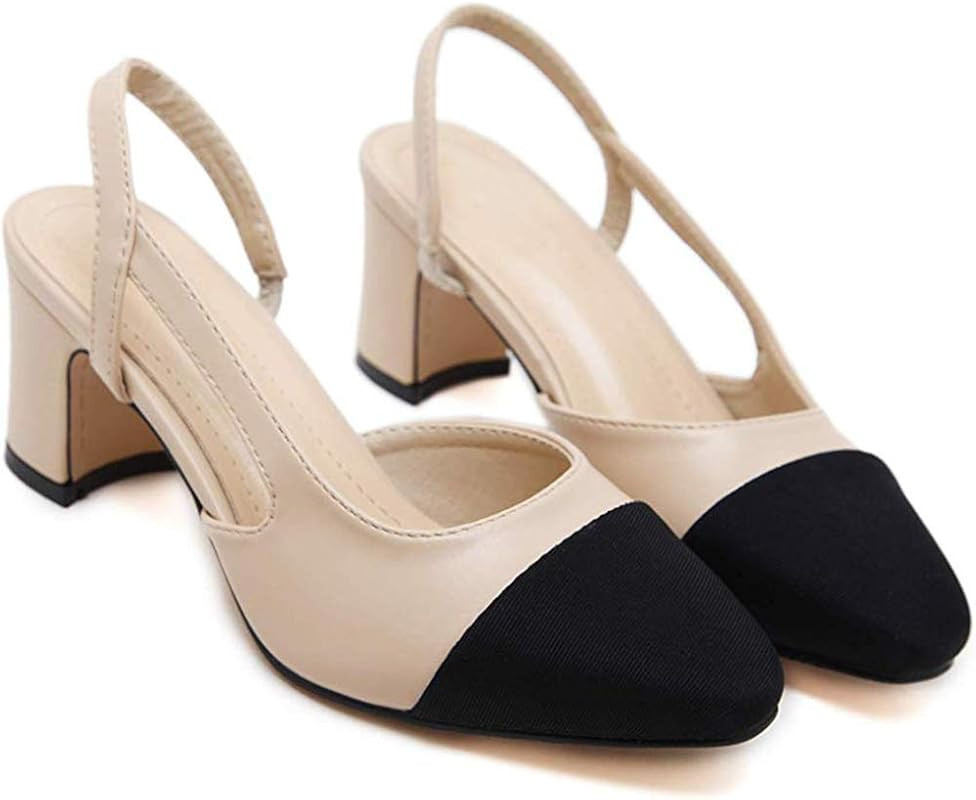 Good Night Femmes élégantes Bloc de Talon Slingback Cuir Souple Sandale Pompes habillées | Amazon (FR)