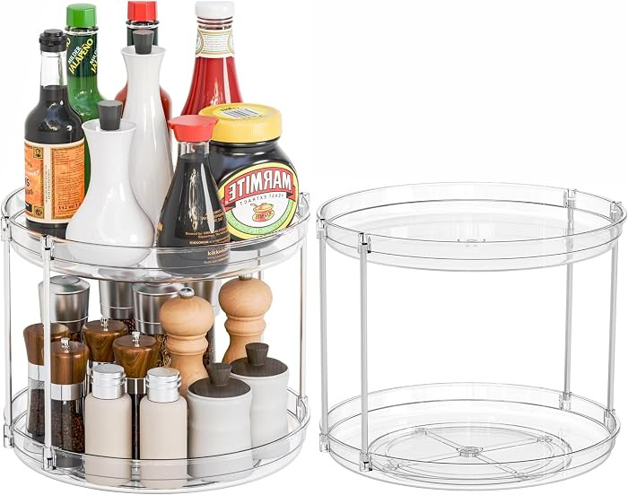 2 Pack 2 Tier Lazy Susan Spice Rack for Cabinet,Countertop and Pantry,9.5"W Small Rotating Turnta... | Amazon (US)