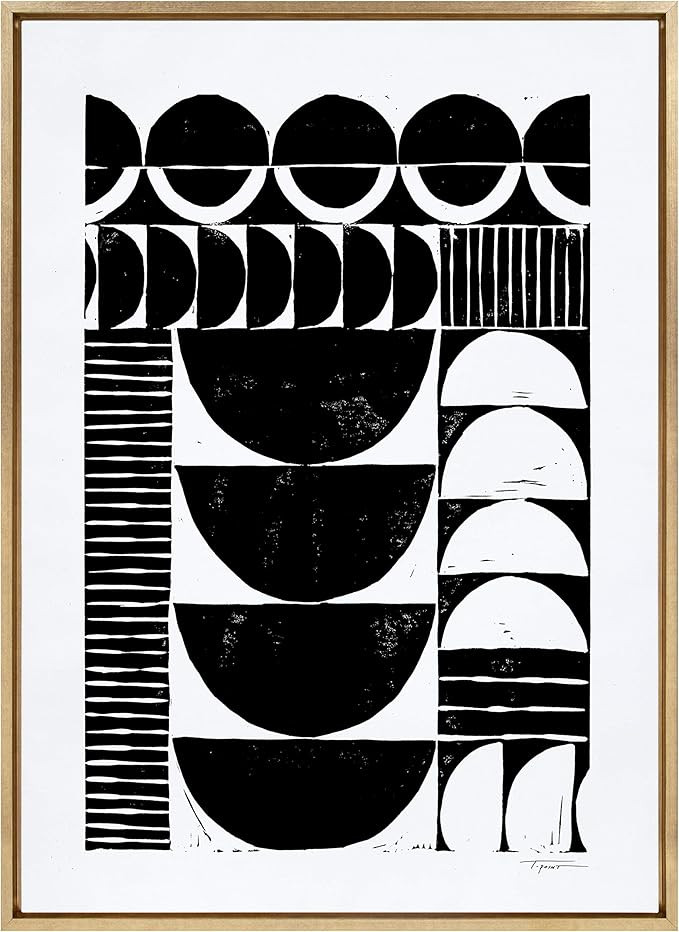 Kate and Laurel Sylvie Modern Circular Pattern Block Print Framed Canvas Wall Art by Statement Go... | Amazon (US)