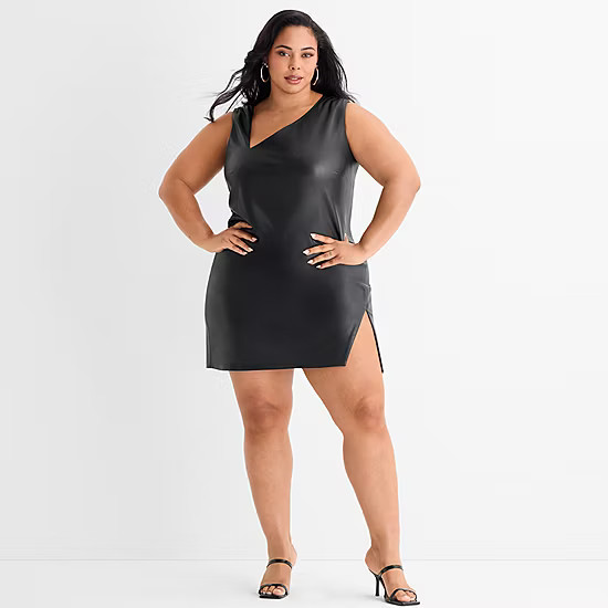 new!Ashley Graham Mini Womens Plus Faux Leather Sheath Dress | JCPenney