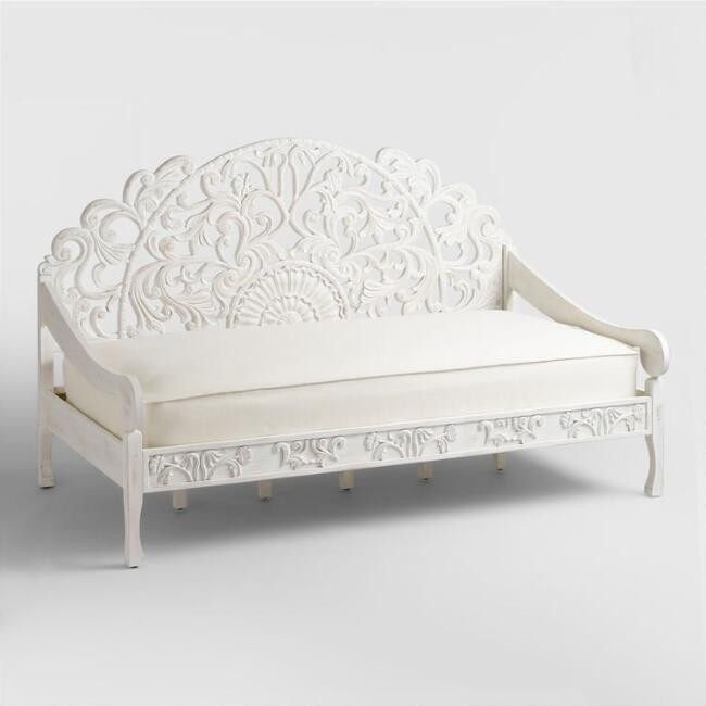 Whitewash Carved Wood Zarah Daybed Frame | World Market