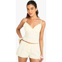 Womens Button Detail Shorts - Yellow - 4 | boohoo (US & Canada)