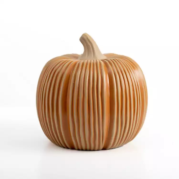 Orange and Cream Ribbed Pumpkin Statue | Kirkland's Home