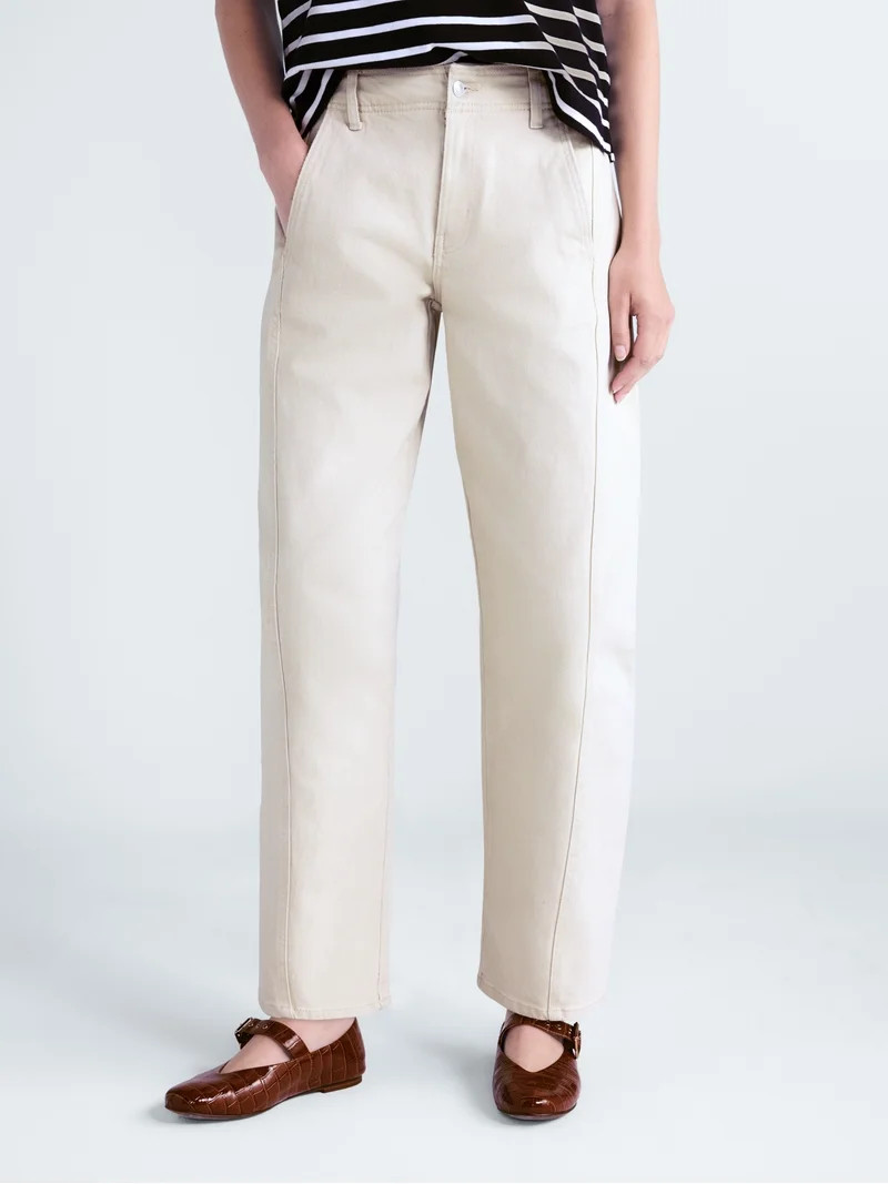 Free Assembly Women's and Women's Plus Side Panel Barrel Jeans, 30" Inseam, Sizes 0-28W | Walmart (US)