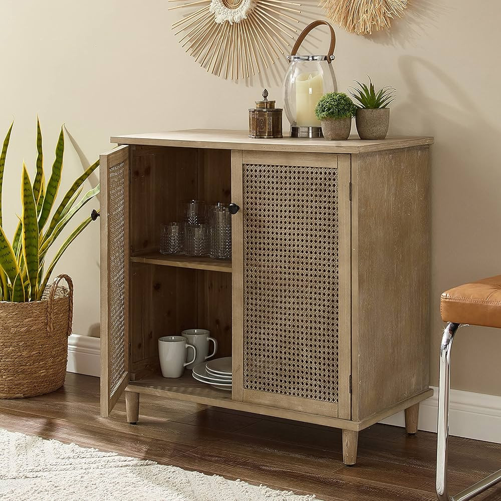 Art Leon Storage Cabinet - Buffet Cabinet with Storage, 2-Door Rattan Kitchen Storage Cabinet, Ki... | Amazon (US)