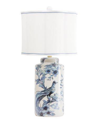 26.5in Floral Bird Ceramic Table Lamp With Scalloped Shade | TJ Maxx