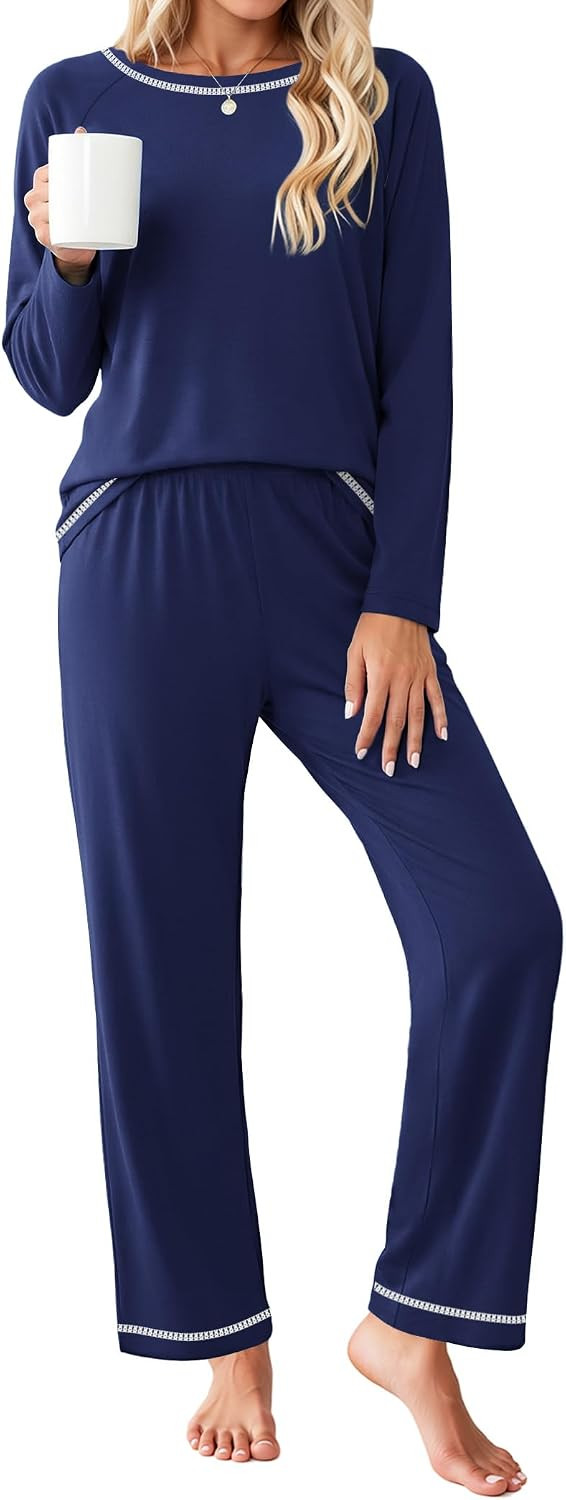Ekouaer Women's Pajama Sets Long Sleeve 2 Piece Lounge Sets 2026 Fall S-XXL | Amazon (US)