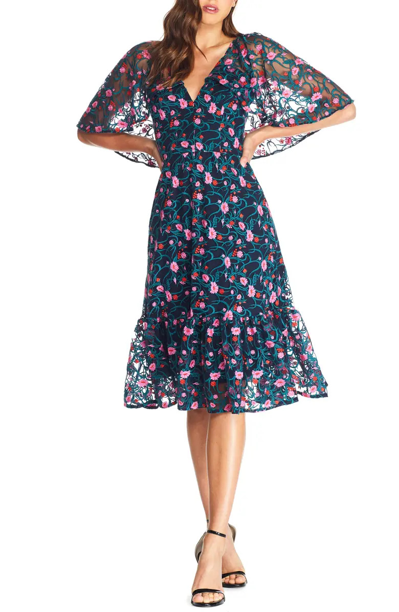 Dress the Population Virginia Cape Sleeve Embroidered Dress | Nordstrom | Nordstrom