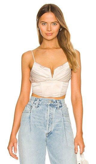 Mindy Pleated Bustier Top in Champagne | Revolve Clothing (Global)