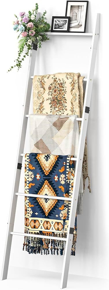 BAMBANG 6-Tier Blanket Ladder for Living Room, Blanket Quilt Ladder Rack Rustic Decorative Towel ... | Amazon (US)