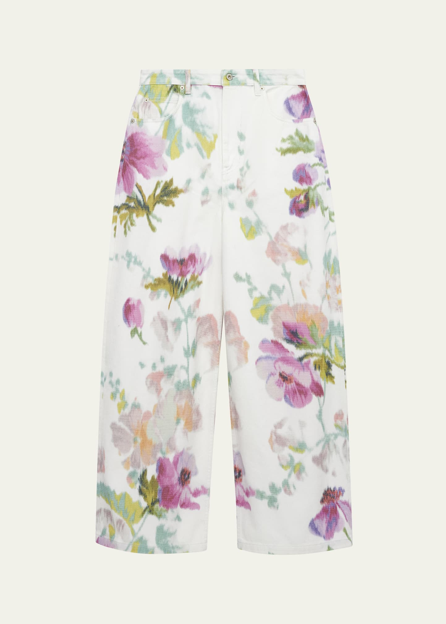 Loewe Floral-Print Wide-Leg Jeans | Bergdorf Goodman
