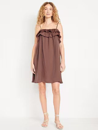 Ruffle-Trim Satin Mini Dress | Old Navy (US)