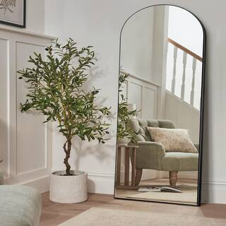 NEUTYPE 71 in. x 32 in. Modern Arch Metal Framed Black Full-Length Leaning Mirror HD-LHJ-M18080-B... | The Home Depot