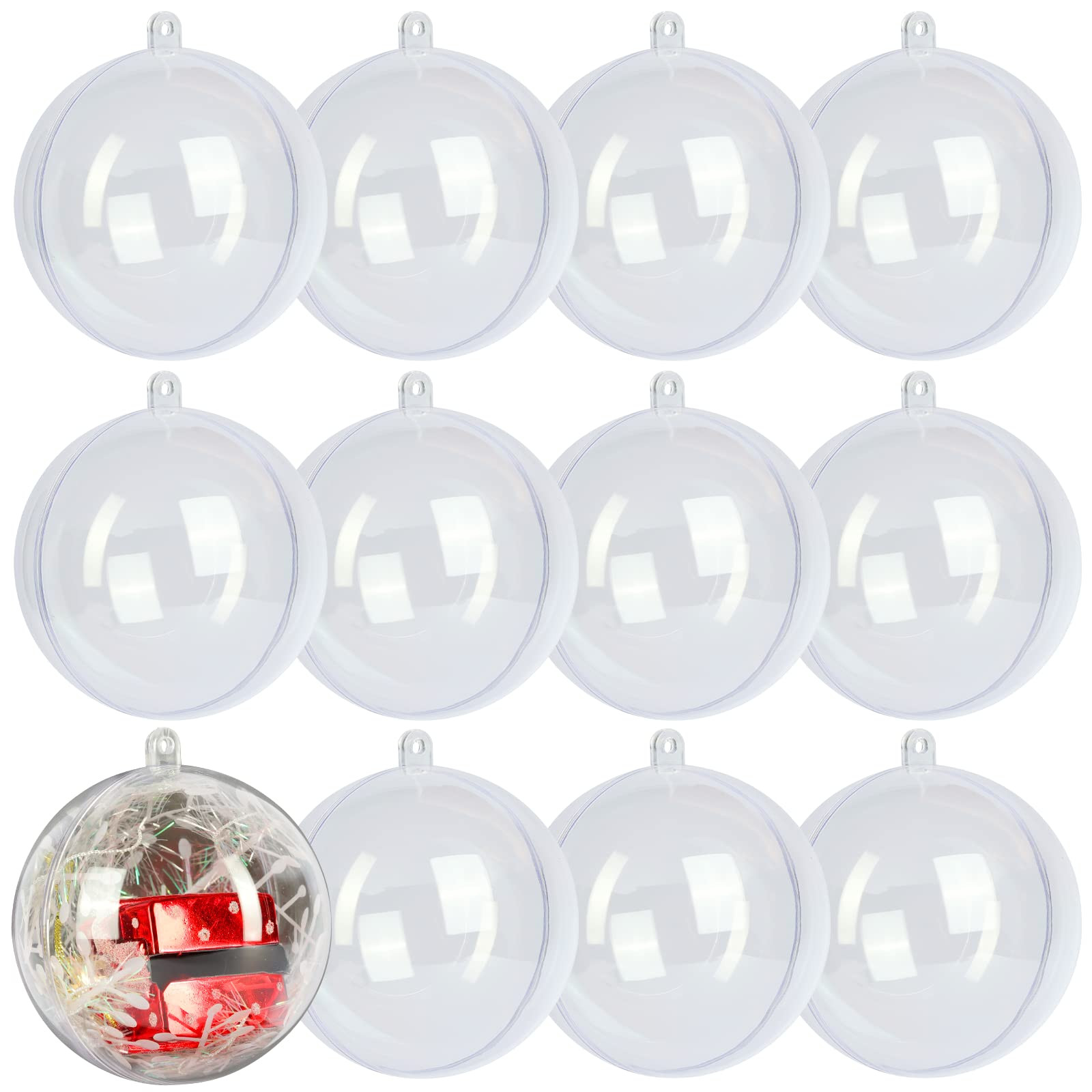 12 Pack Clear Plastic Fillable Ornament Ball 3.15''/80mm for Christmas,Holiday, Wedding,Party,Hom... | Amazon (US)