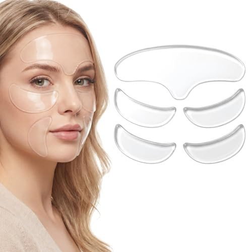 5 Pcs Facial Wrinkle Patches Reusable Silicone Forehead Wrinkle Pads Wrinkles Silicone Patches Moisturizing Firming Fine Line Pads Overnight Wrinkles Moisturizing Pad for Women Men | Amazon (US)