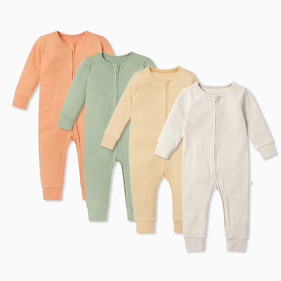 Ribbed Clever Zip Snug-Fit Pajamas 4 Pack | Baby Mori (US)