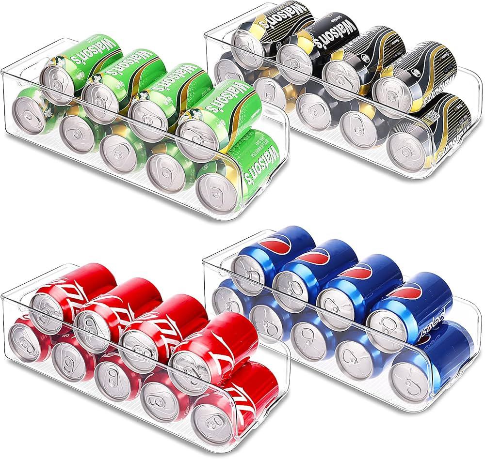 Moretoes Soda Can Organizer for Refrigerator, Set of 4 Kitchen Soda Can Dispensers, Clear Drink C... | Amazon (US)