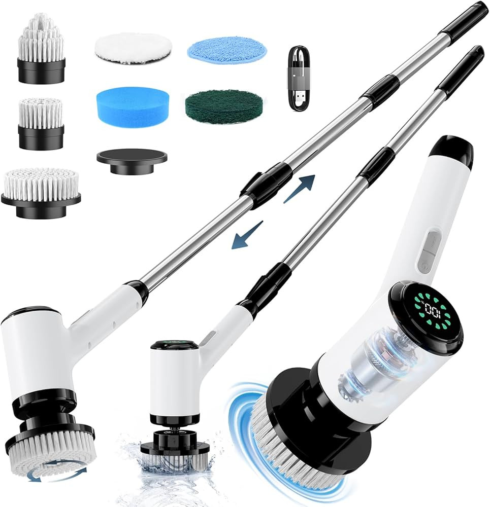 Electric Spin Scrubber for Cleaning-2 Adjustable Speeds,8 Cleaning Brushes,Cordless Cleaning Tool... | Amazon (US)