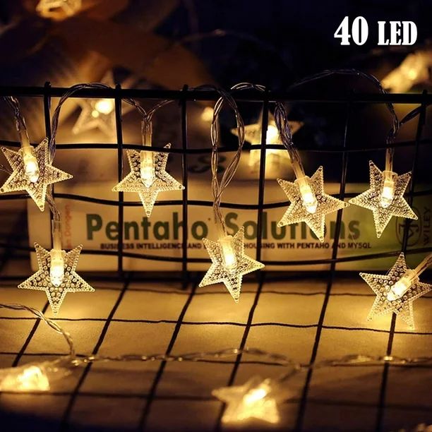 LED Star String Lights, 19.68FT 40LED Twinkle String Lights Indoor/Outdoor Waterproof Decorative ... | Walmart (US)