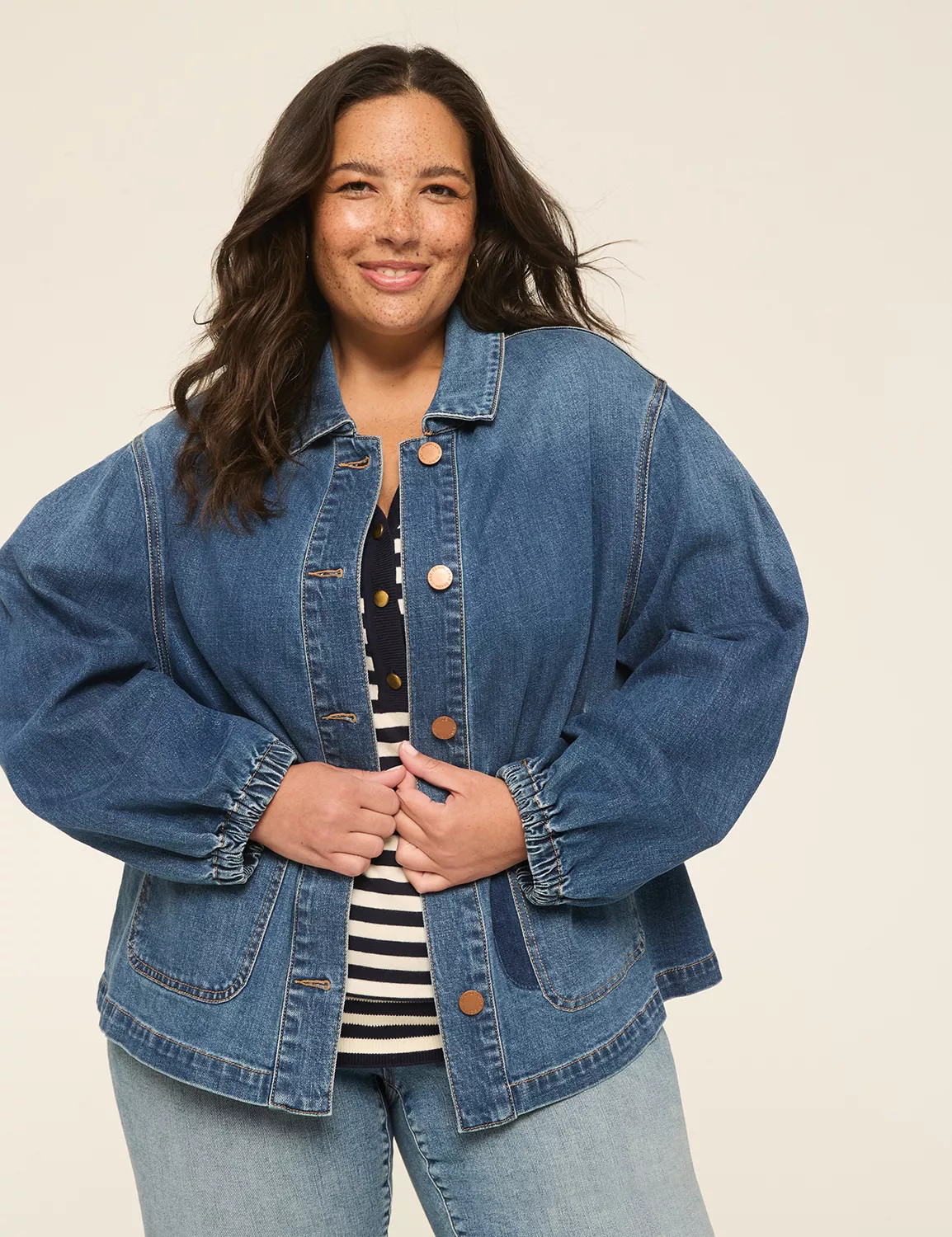 Blouson-Sleeve Denim Jacket | Lane Bryant (US)
