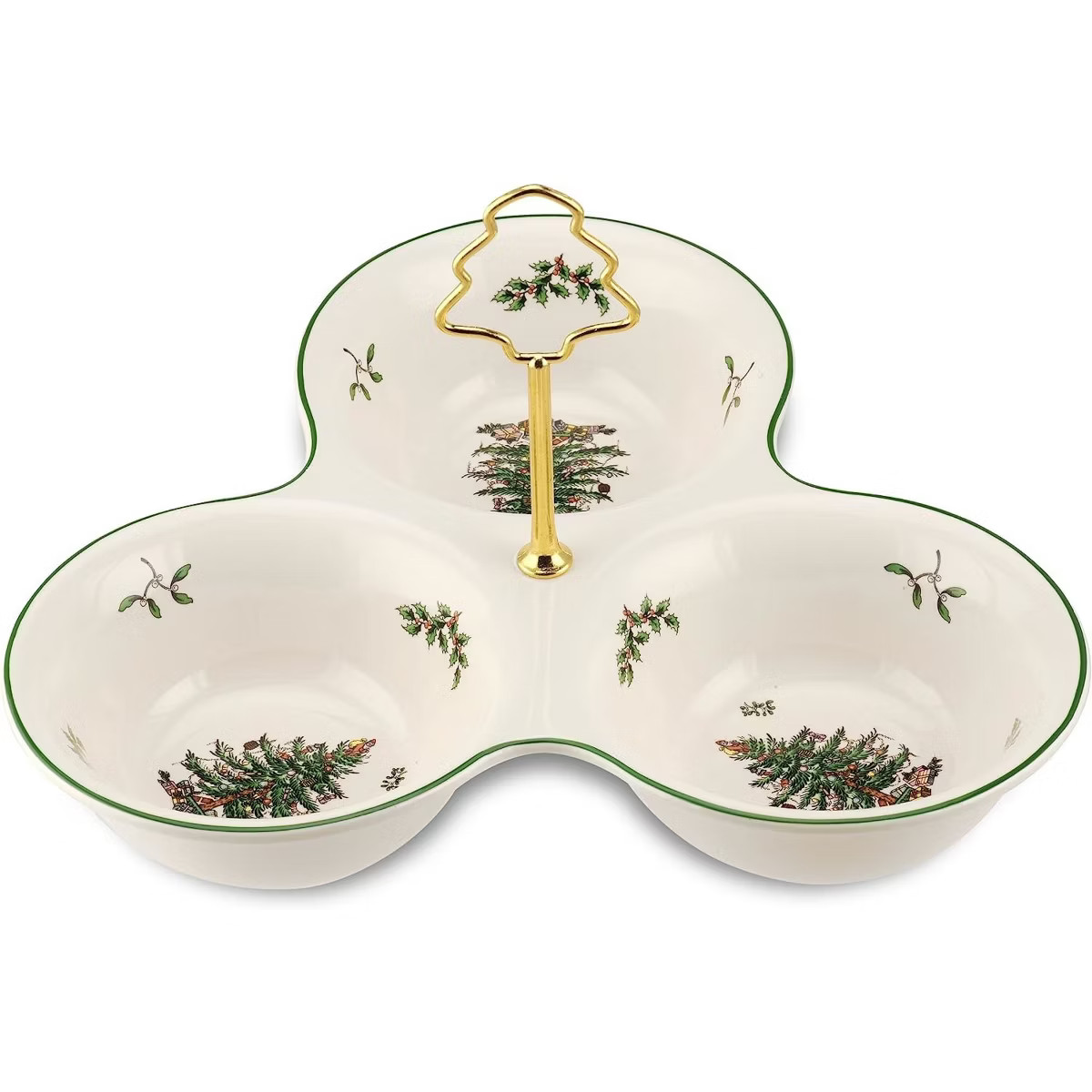 Spode Christmas Tree 3 Section Server with Tree Handle - Divided Serving Tray - Festive Earthenwa... | Target