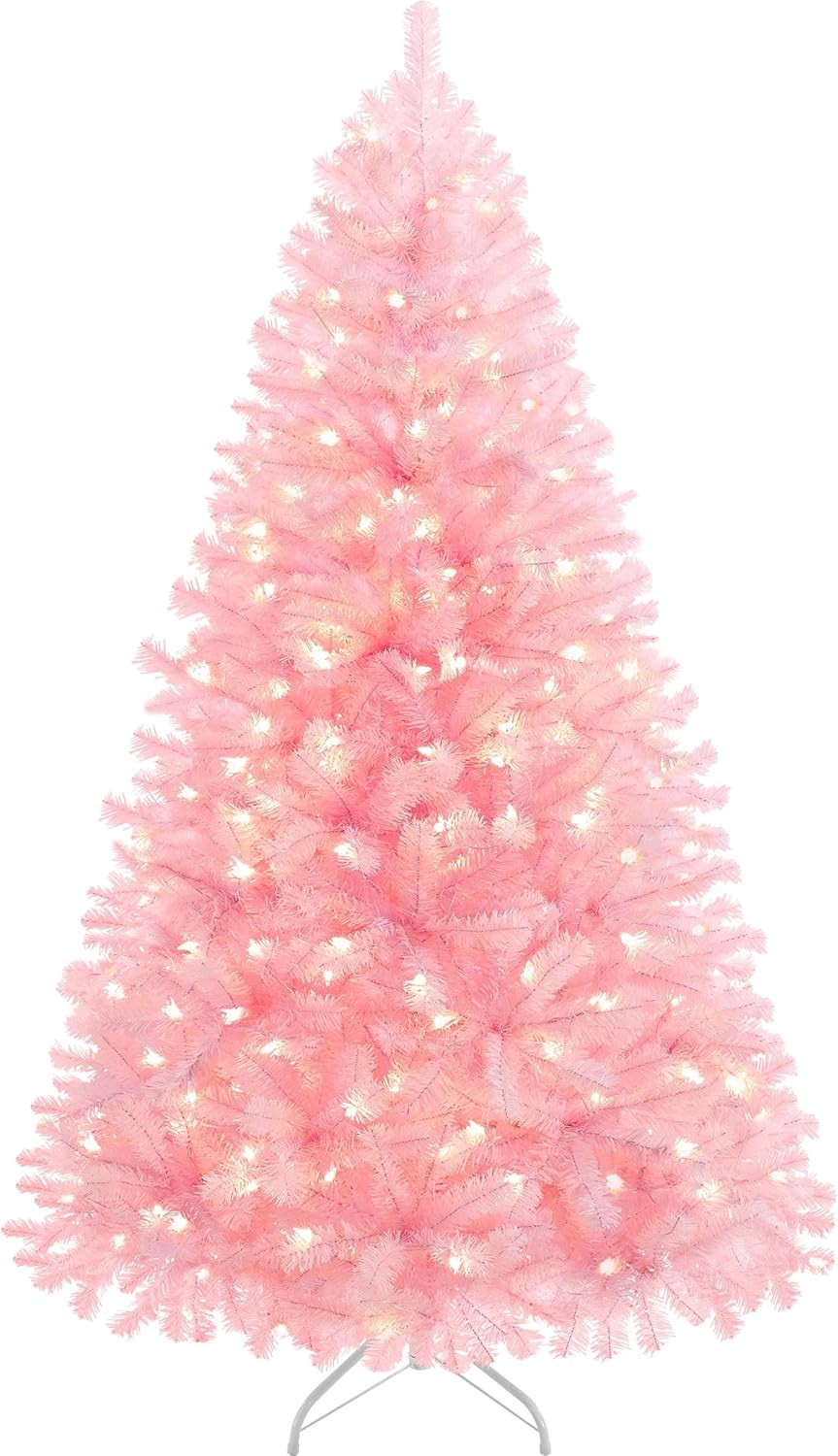 Yaheetech 7.5ft Pre-lit Artificial Hinged Christmas Tree Prelighted Full Holiday Xmas Tree for Ho... | Amazon (US)