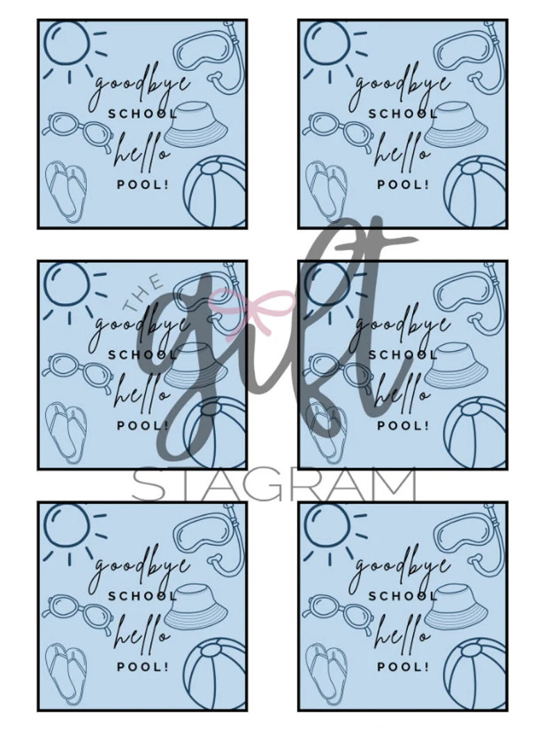 Goodbye School Hello Pool Gift Tag | DIGITAL DOWNLOAD | End of School Year Teacher Gift Ideas | S... | Etsy (US)