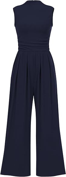 PRETTYGARDEN Womens Summer Jumpsuits Dressy Casual One Piece Outfits Sleeveless Mock Neck Wide Le... | Amazon (CA)