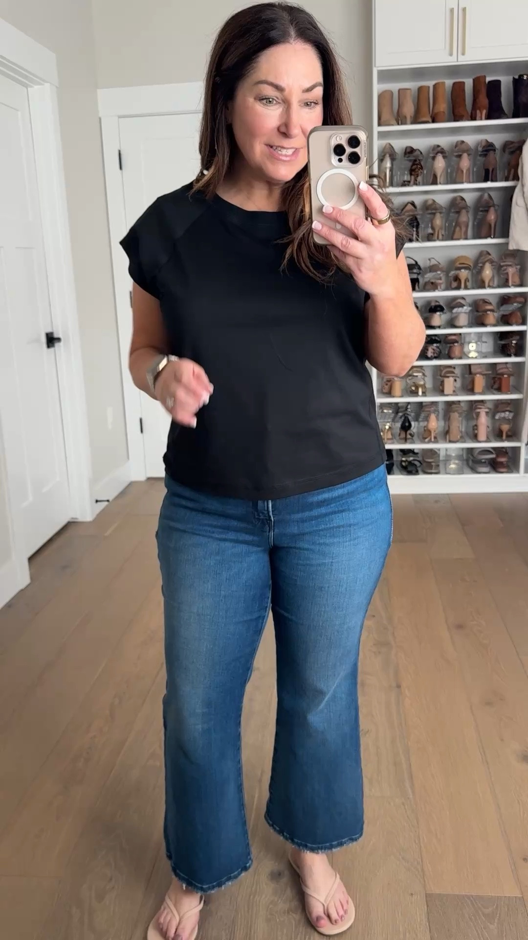 Spring Jacket with black tee and kick crop jeans. Wearing large in tops, 14 in jeans

#LTKMidsize #LTKSeasonal #LTKOver40