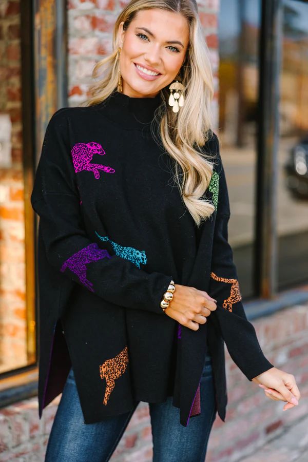 Quick Decisions Black Multi Cheetah Sweater | The Mint Julep Boutique