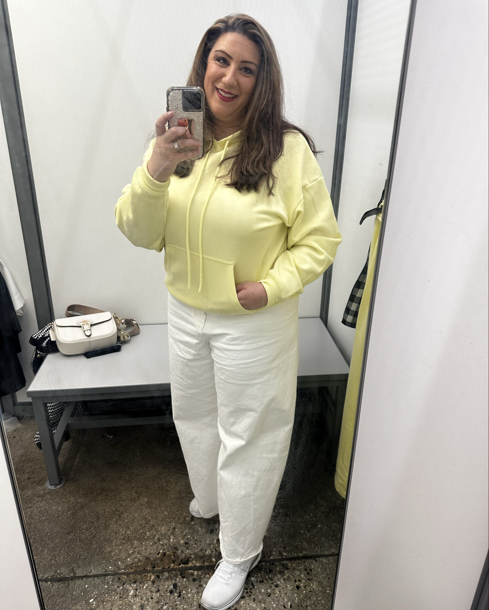 There are so many amazing lounge sets out right now. This one has a matching pants but to elevate it to go out I also paired it with these wide leg sailor pants. 
Both ways are a ray of sunshine ☀️.

I’ve also 🔗 some other great matching sets too that are curvy friendly 💘

I’m a size 16/18  5’4 215 pds & am wearing an XL in the matching set & a size 17 in the wide leg jeans. 

#midsizefashion #cozyaesthetic #targetfinds #over50andfabulous #midsizestyle #loungewear #loungeset #sweatsuit #sweatset #athleisure #activewear
#dietcoke #momonthego #momoutfit #comfyoutfit #casualoutfit #ootd
#dietcokesweatshirt #dietcokesweatsuit
#dietcokeset #size18 #size16 #size14 #size12 #size20 #size10 #pearshape #rectangleshape #hourglassshape #midsize #midsizestyle #midsizefashion #plussizefashion #plussize #plussizestyle #over40style #over50style #over50fashion #over40fashion #curvyfashion #curvystyle #StylingCurves #styleinspo #outfitinspo #shopwithme #affordableclothes 
#affordablefashion #budgetfriendly #affordable #walmartstyle #walmartfashion 
#walmartfinds #walmarthaul 
#walmart #walmartoutfit
#matchingsets #matchingset #loungeset #twopieceset #lougewearset #comfysets #momstyle
 


#LTKootd #LTKmomlife #LTKMidsize