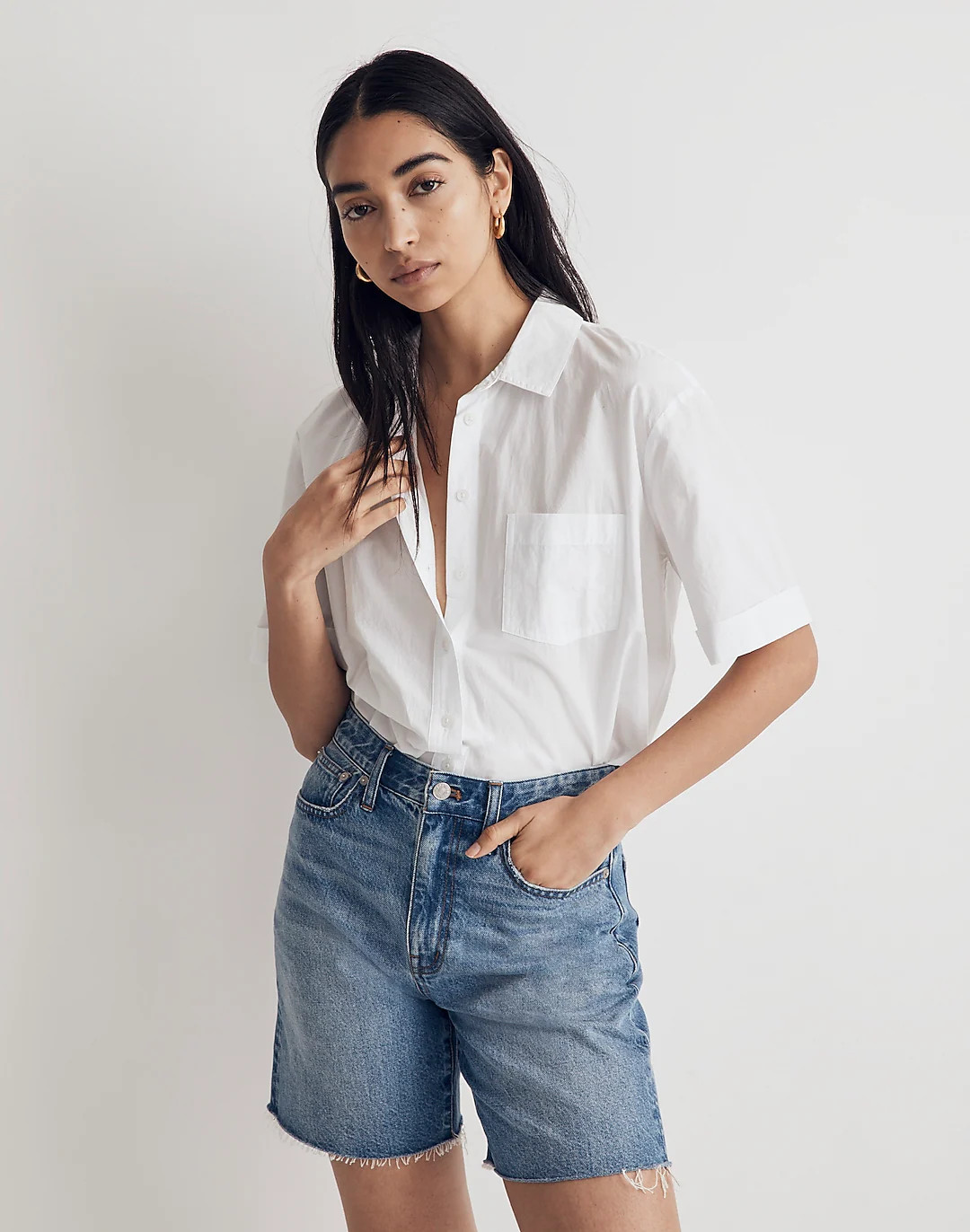 Signature Poplin Short-Sleeve Button-Down Shirt | Madewell