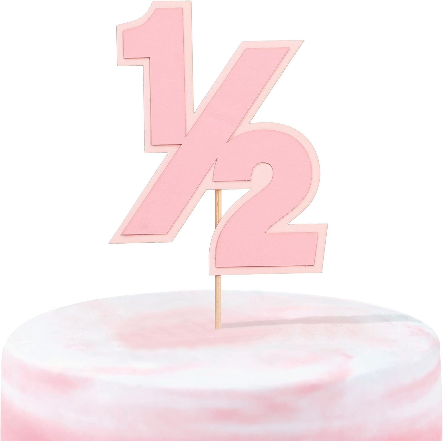1/2 Birthday Cake Topper - Half Way to One Cake Decoration, 6 Month Party Supplies, Baby Shower Decor, Unisex Design for Baby Boy or Girl (Pink) | Amazon (US)