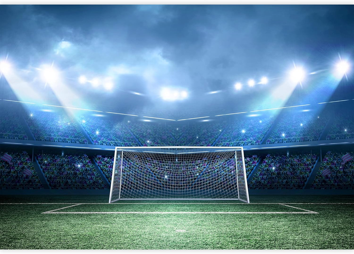 wall26 Removable Wall Sticker/Wall Mural Blue Neon Light Soccer Field Stadium Sports/Fitness Athl... | Amazon (US)