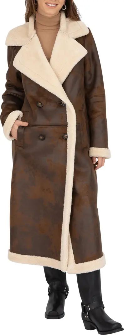 Faux Shearling Double Breasted Trench Coat | Nordstrom Rack