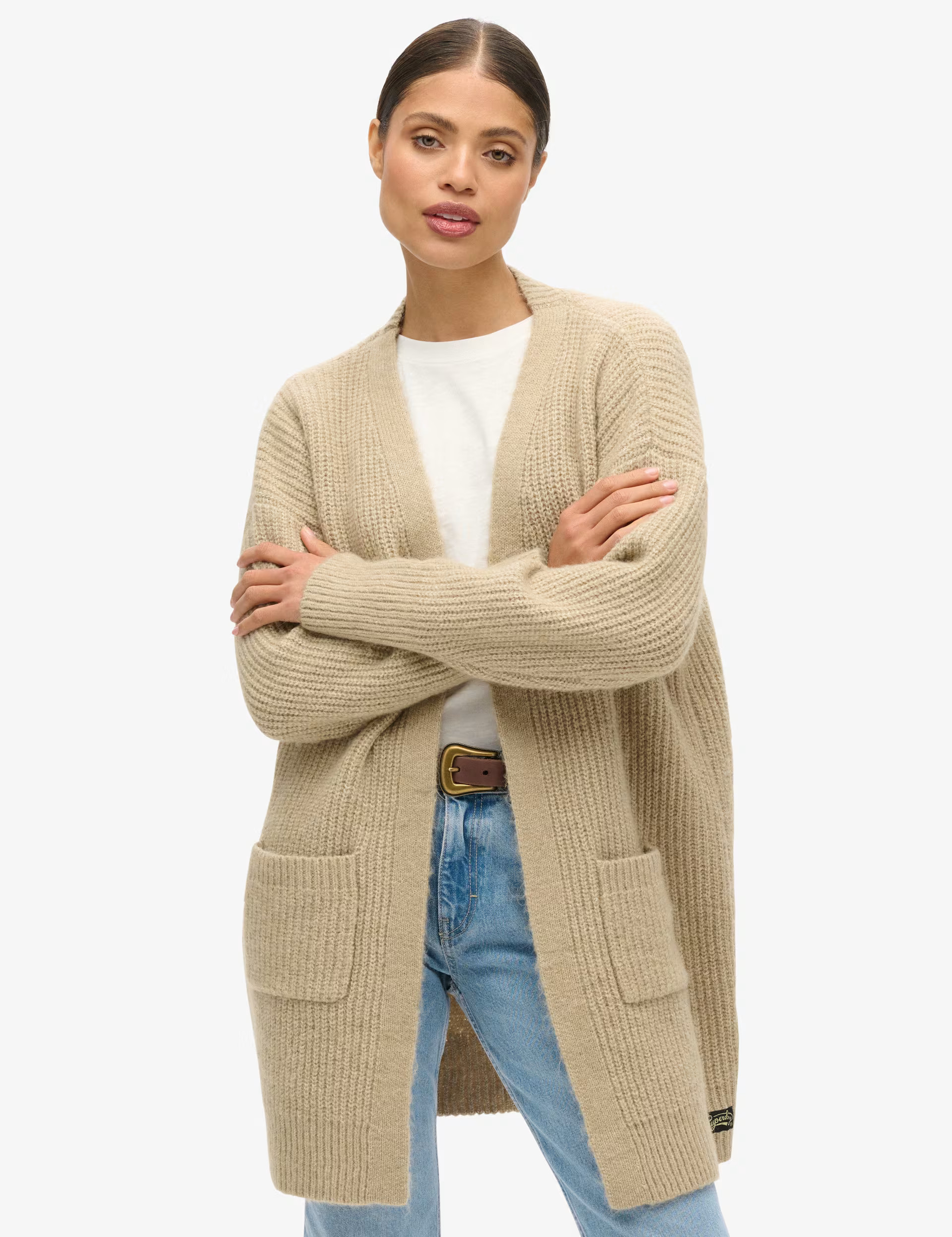Knitted Ribbed Longline Cardigan | Superdry | M&S | Marks & Spencer (UK)