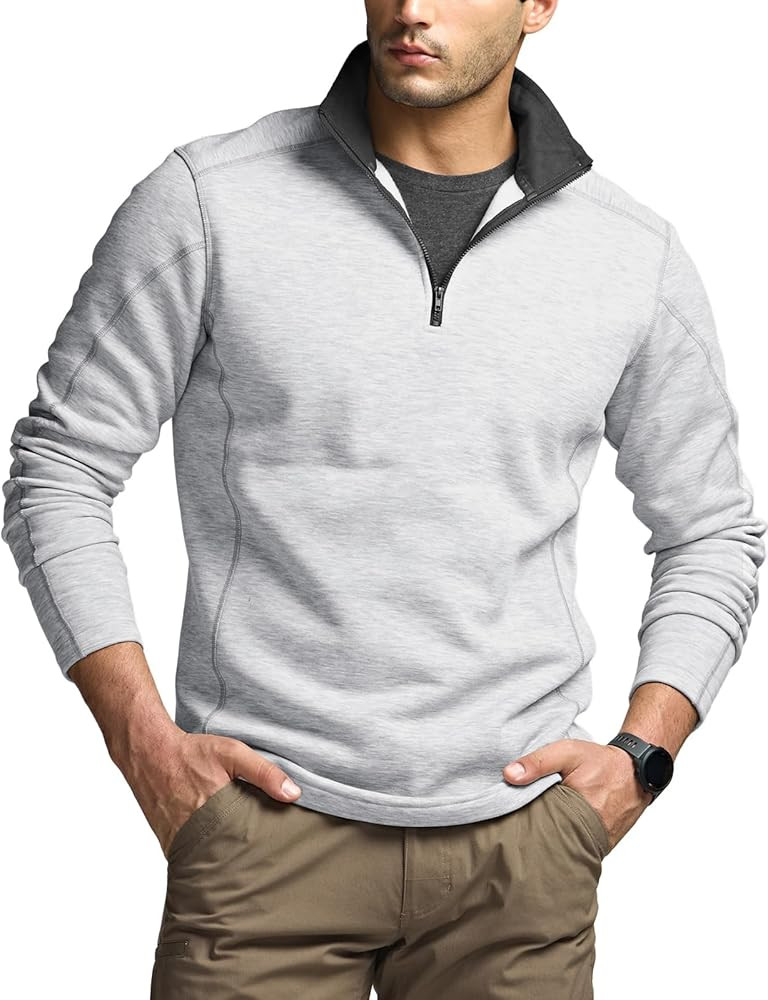 CQR Men's Thermal Fleece Quarter Zip Sweater, Outdoor Lightweight Long Sleeve Pullover, Casual Mo... | Amazon (US)