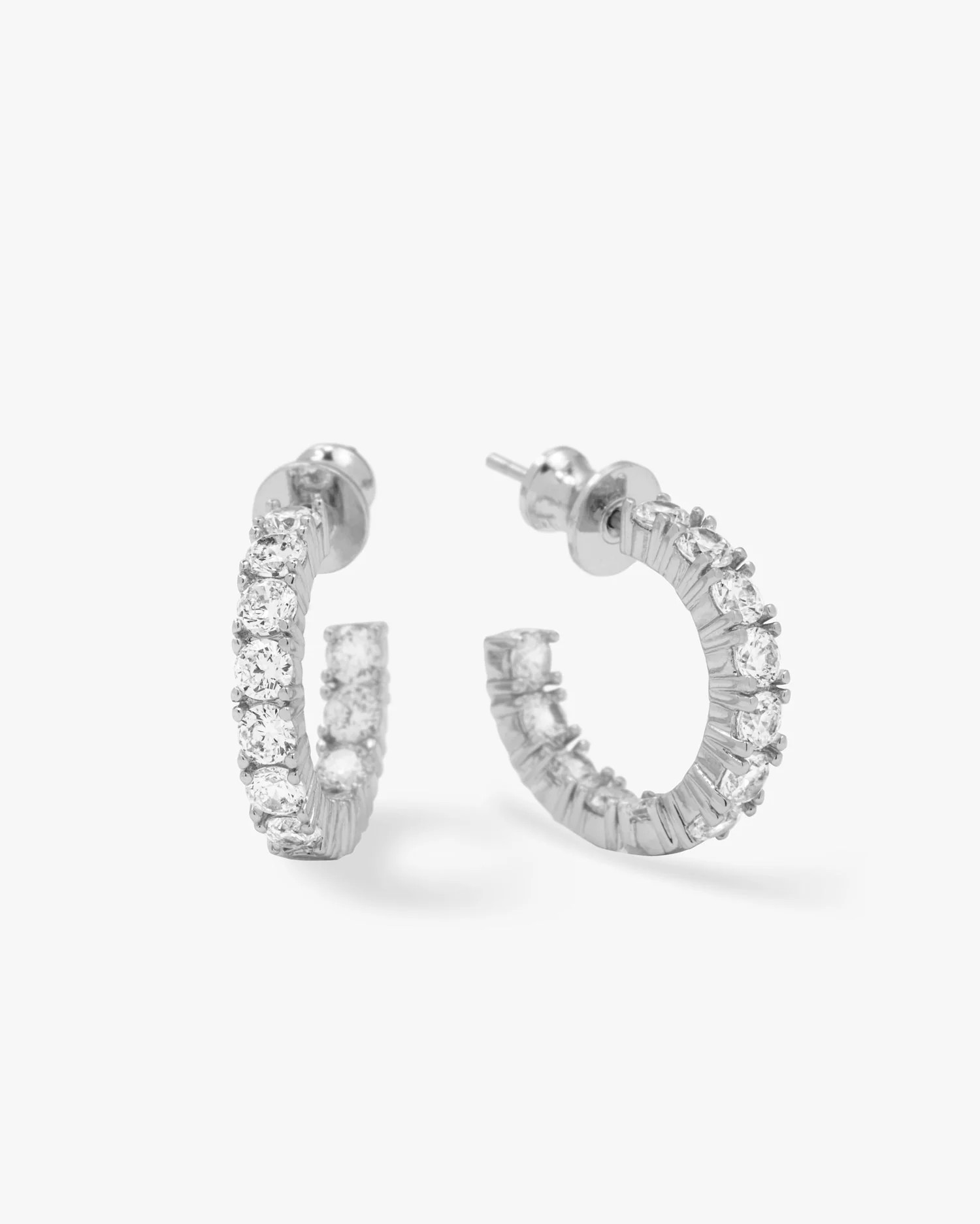 "She's a Classic" Hoops .75" - Silver|White Diamondettes | Melinda Maria