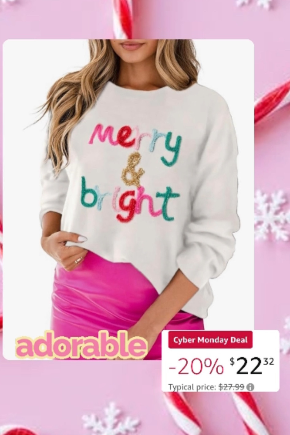 Amazon cyber Monday deal - this is a super cute Christmas sweater — $22 
Merry and bright Christmas sweater 

#LTKCyberWeek #LTKHoliday #LTKsalealert