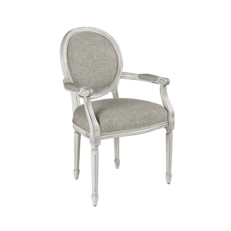 Limited Louis XVI Oval Arm Chair - Ringwald Alabaster InsideOut & Washed Walnut Finish - Ballard Designs | Ballard Designs, Inc.