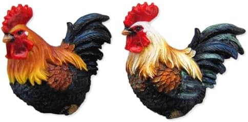 Distinctive Designs 3" Resin Rooster Figurines - Set of 2 - Rooster Home Decor - Chickens for Far... | Amazon (US)