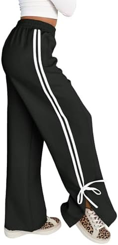 Fisoew Womens Wide Leg Sweatpants Casual High Waisted Color Block Side Slit Baggy Pants with Pock... | Amazon (US)