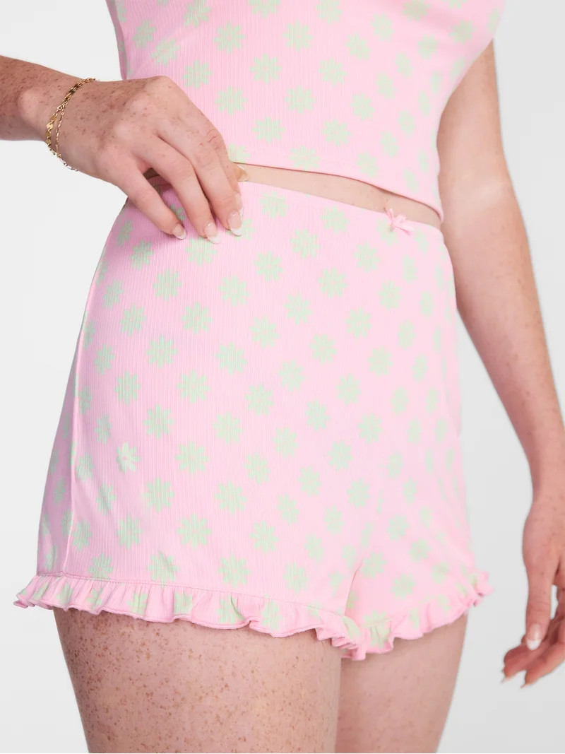 No Boundaries Ruffle Tank Top and Shorts Sleep Set, 2-Piece, Women's XS-XXL | Walmart (US)