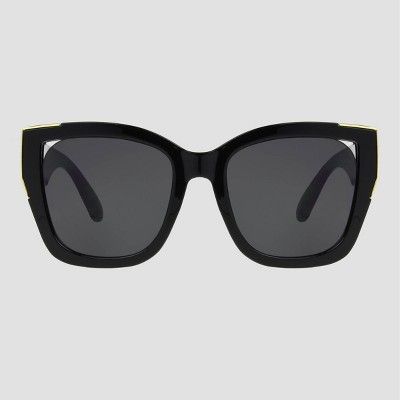 Women&#39;s Oversized Square Sunglasses with Gold Accents - A New Day&#8482; Black | Target